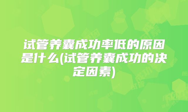 试管养囊成功率低的原因是什么(试管养囊成功的决定因素)