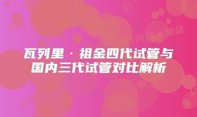 瓦列里·祖金四代试管与国内三代试管对比解析