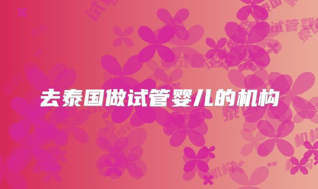去泰国做试管婴儿的机构