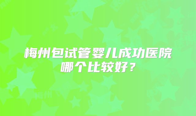 梅州包试管婴儿成功医院哪个比较好?