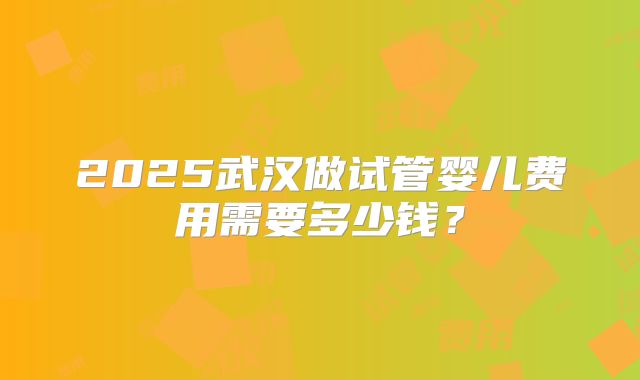2025武汉做试管婴儿费用需要多少钱？