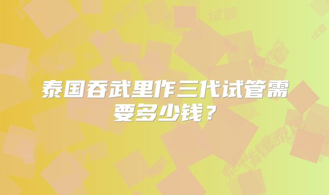 泰国吞武里作三代试管需要多少钱？