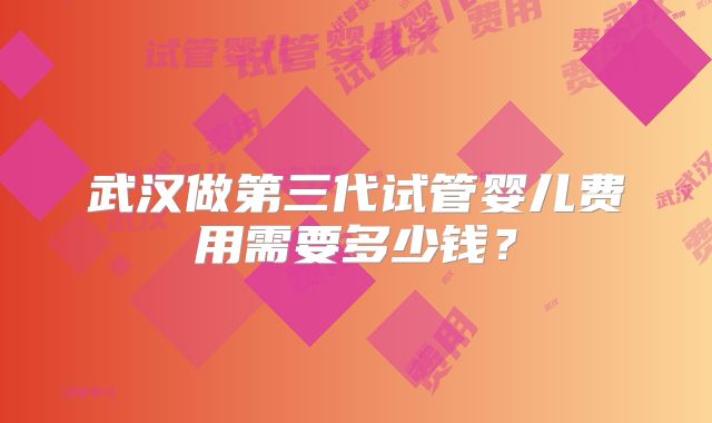 武汉做第三代试管婴儿费用需要多少钱?