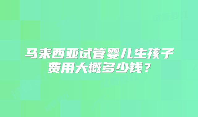 马来西亚试管婴儿生孩子费用大概多少钱？