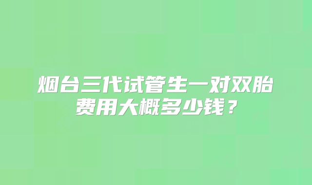 烟台三代试管生一对双胎费用大概多少钱？