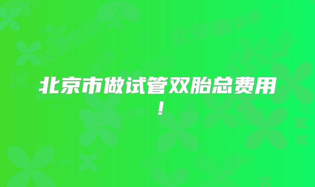 北京市做试管双胎总费用!