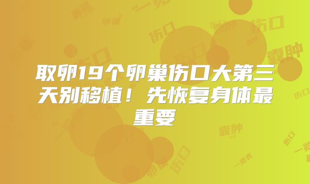 取卵19个卵巢伤口大第三天别移植！先恢复身体最重要
