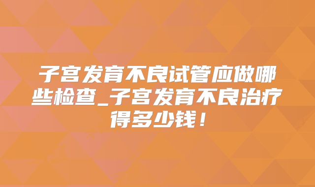 子宫发育不良试管应做哪些检查_子宫发育不良治疗得多少钱!