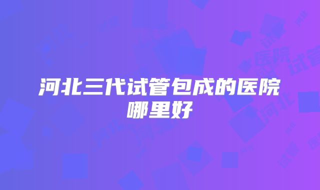 河北三代试管包成的医院哪里好
