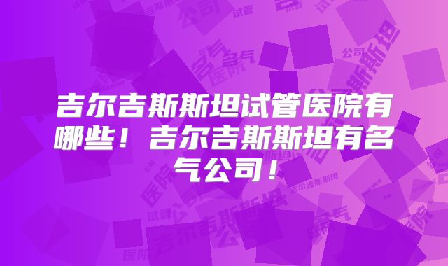 吉尔吉斯斯坦试管医院有哪些！吉尔吉斯斯坦有名气公司！