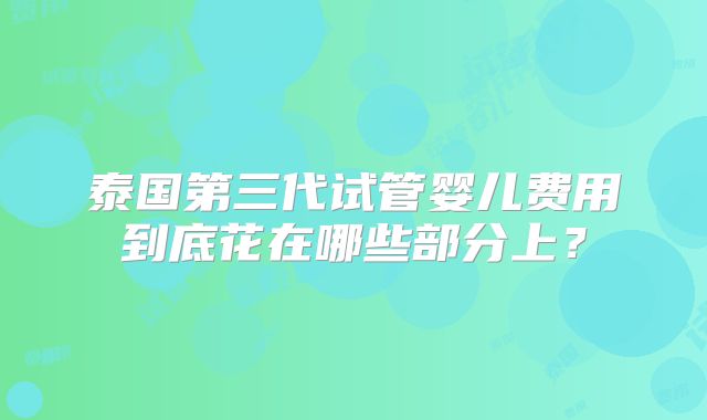 泰国第三代试管婴儿费用到底花在哪些部分上？