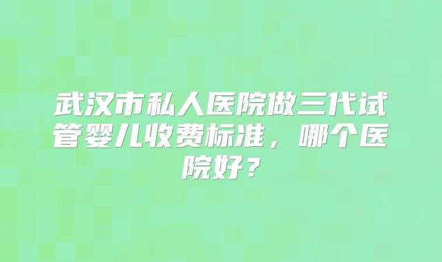 武汉市私人医院做三代试管婴儿收费标准，哪个医院好？