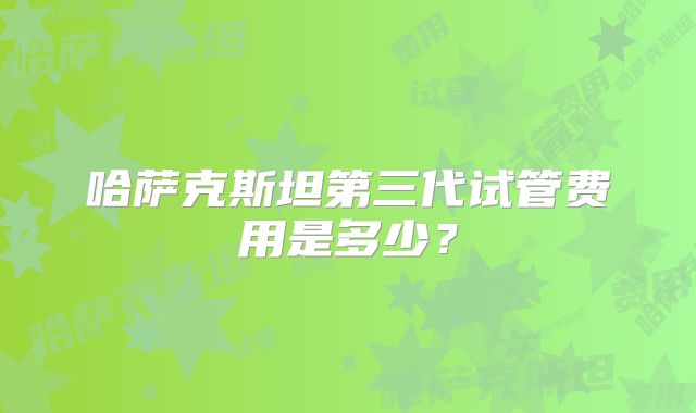 哈萨克斯坦第三代试管费用是多少?