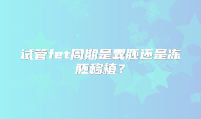 试管fet周期是囊胚还是冻胚移植?