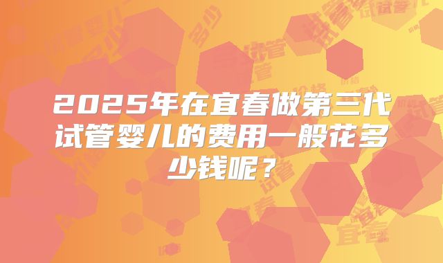 2025年在宜春做第三代试管婴儿的费用一般花多少钱呢?