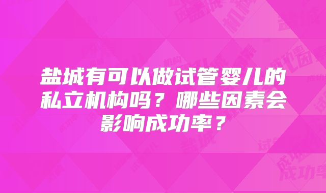 盐城有可以做试管婴儿的私立机构吗？哪些因素会影响成功率？