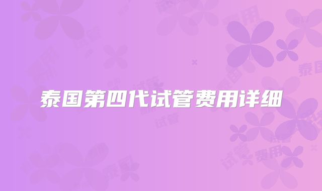 泰国第四代试管费用详细