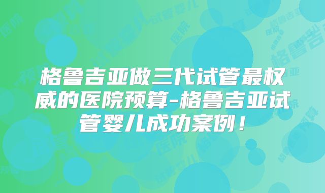 格鲁吉亚做三代试管最权威的医院预算-格鲁吉亚试管婴儿成功案例！