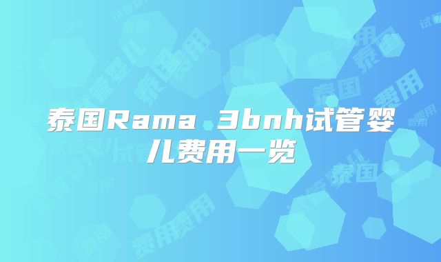 泰国Rama 3bnh试管婴儿费用一览