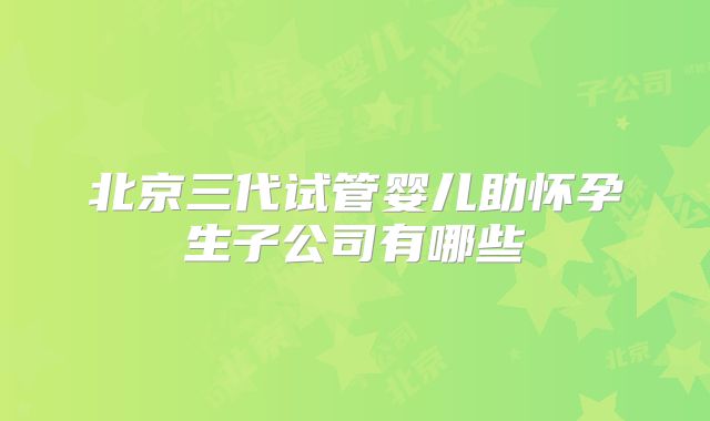 北京三代试管婴儿助怀孕生子公司有哪些