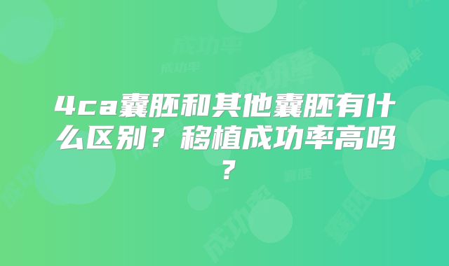 4ca囊胚和其他囊胚有什么区别？移植成功率高吗？