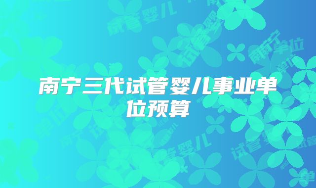 南宁三代试管婴儿事业单位预算