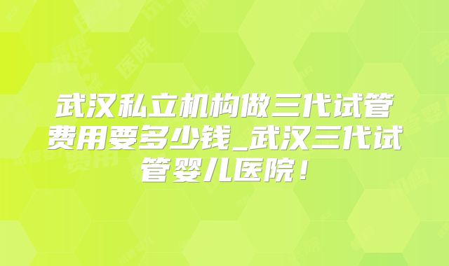 武汉私立机构做三代试管费用要多少钱_武汉三代试管婴儿医院！