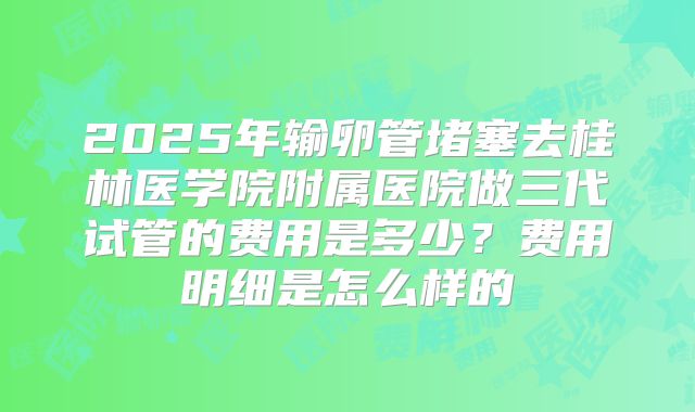 2025年输卵管堵塞去桂林医学院附属医院做三代试管的费用是多少？费用明细是怎么样的