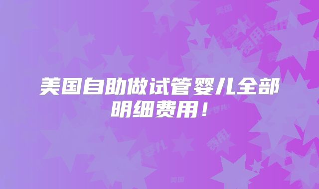 美国自助做试管婴儿全部明细费用!