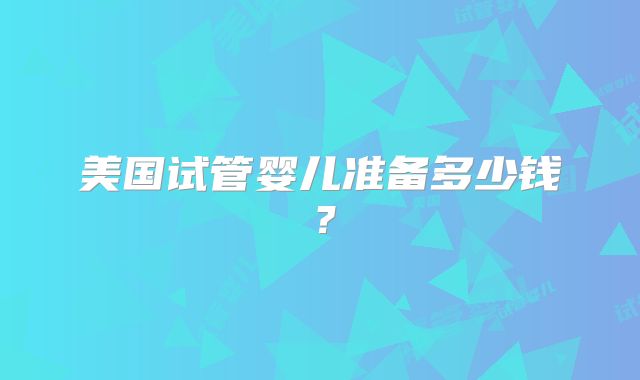 美国试管婴儿准备多少钱？