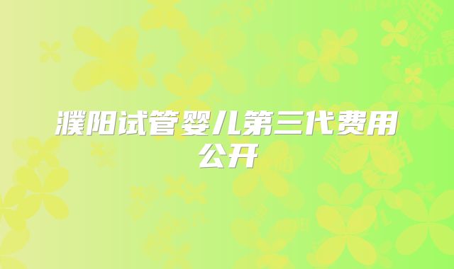 濮阳试管婴儿第三代费用公开
