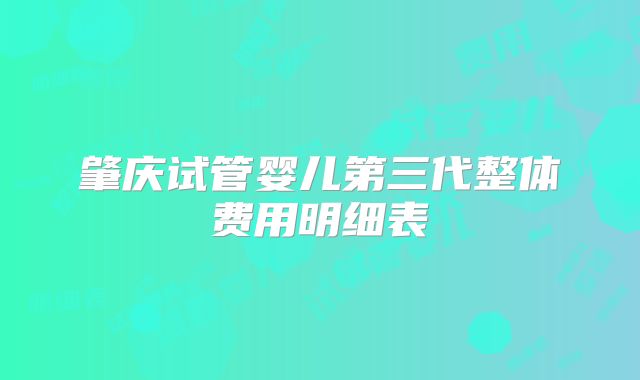 肇庆试管婴儿第三代整体费用明细表