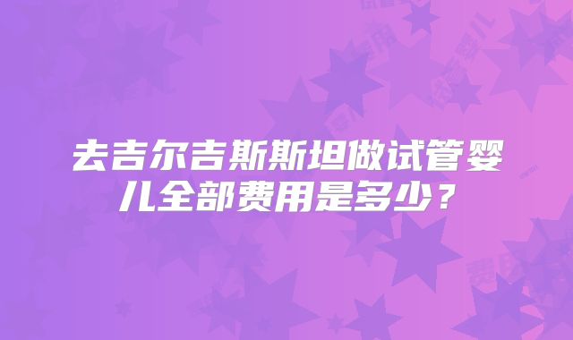 去吉尔吉斯斯坦做试管婴儿全部费用是多少?