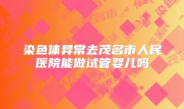 染色体异常去茂名市人民医院能做试管婴儿吗