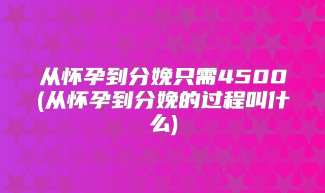 从怀孕到分娩只需4500(从怀孕到分娩的过程叫什么)