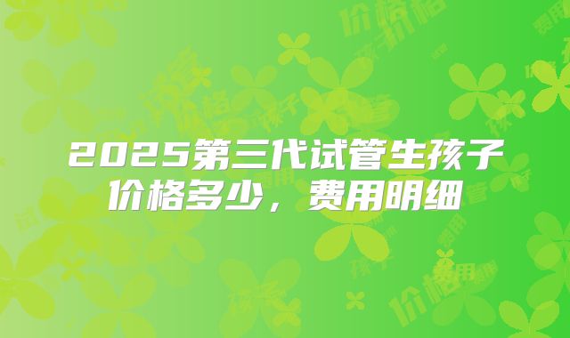 2025第三代试管生孩子价格多少，费用明细