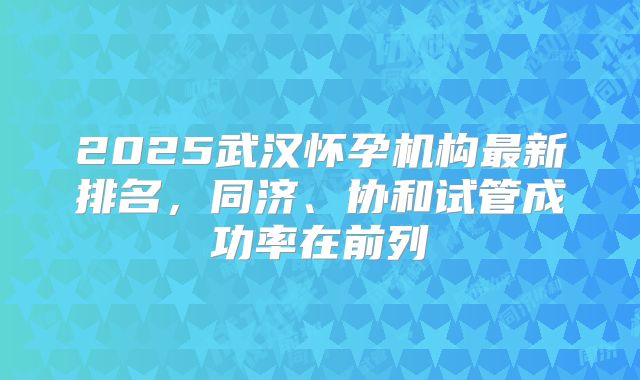 2025武汉怀孕机构最新排名，同济、协和试管成功率在前列