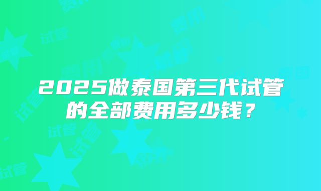 2025做泰国第三代试管的全部费用多少钱？