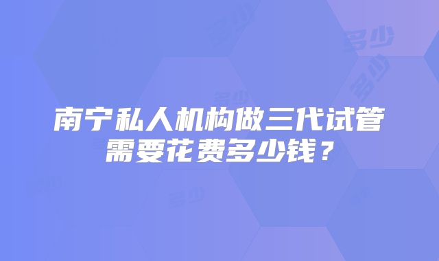 南宁私人机构做三代试管需要花费多少钱?