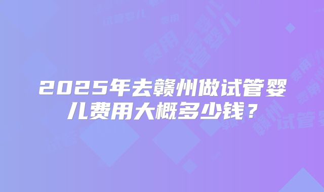 2025年去赣州做试管婴儿费用大概多少钱？
