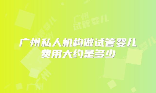 广州私人机构做试管婴儿费用大约是多少