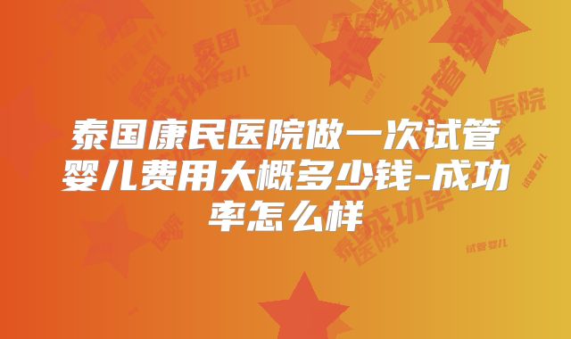 泰国康民医院做一次试管婴儿费用大概多少钱-成功率怎么样