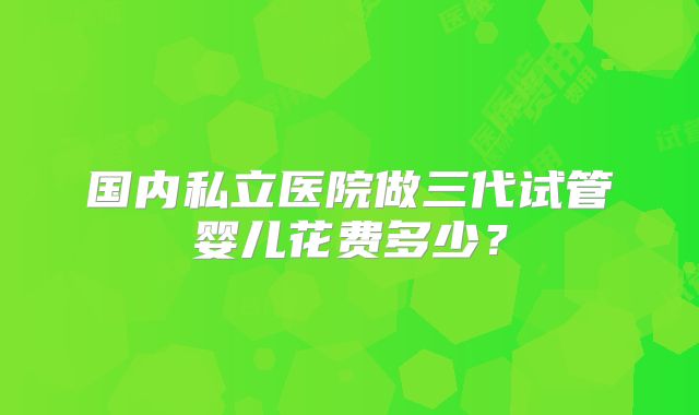 国内私立医院做三代试管婴儿花费多少？
