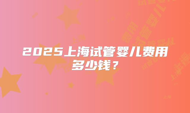 2025上海试管婴儿费用多少钱?