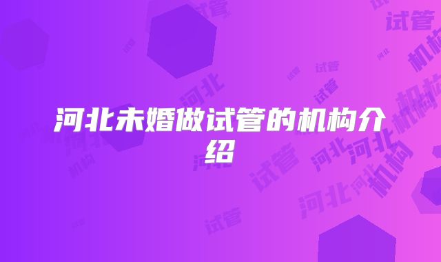 河北未婚做试管的机构介绍