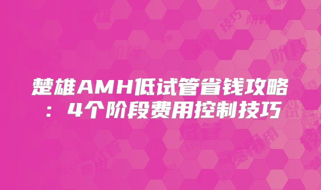 楚雄AMH低试管省钱攻略：4个阶段费用控制技巧