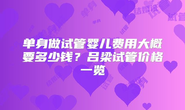 单身做试管婴儿费用大概要多少钱？吕梁试管价格一览