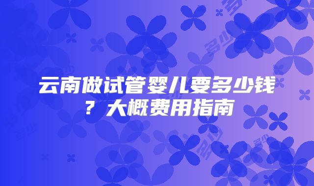 云南做试管婴儿要多少钱?大概费用指南
