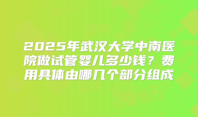 2025年武汉大学中南医院做试管婴儿多少钱？费用具体由哪几个部分组成