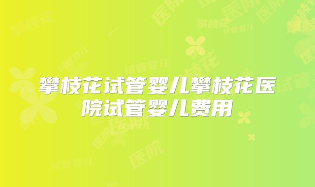 攀枝花试管婴儿攀枝花医院试管婴儿费用